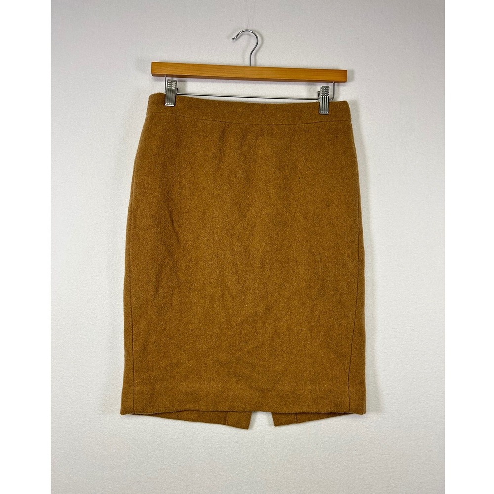 Dark Academia J.Crew Womens 0 Camel Brown Wool Blend Lined Pencil‎ Skirt Career